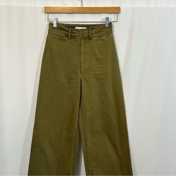 Apiece Apart Merida High Rise Wide Leg Pants in Olive Green - Picture 4 of 11